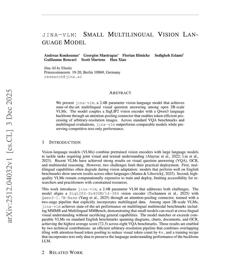 Jina-VLM: Small Multilingual Vision Language Model